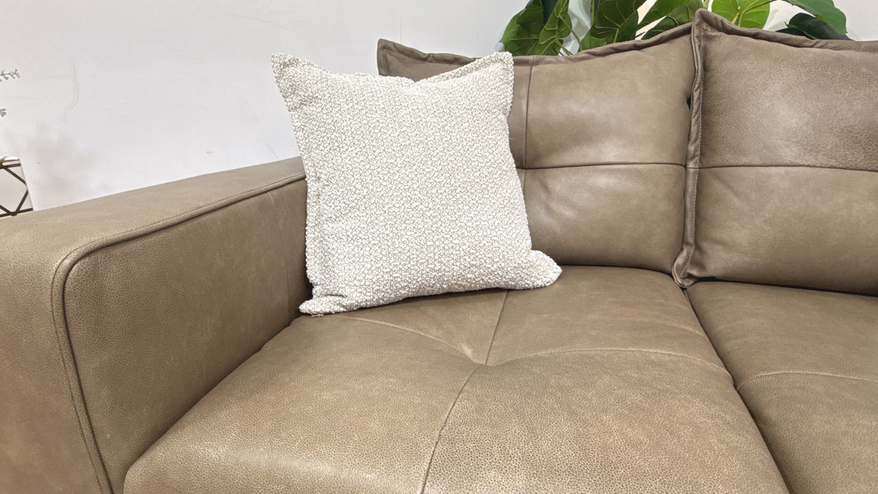 Sofology Artisan Leather 3 Seater in Relaxed Natural Grain Taupe/Natural Mix