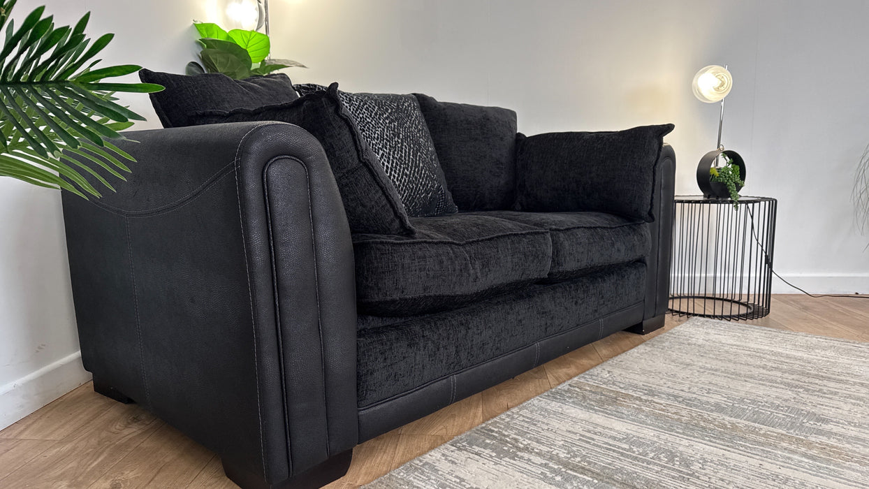 DFS Ollie 2 Seater Sofabed Fabric Sofa in Black/Charcoal Mix