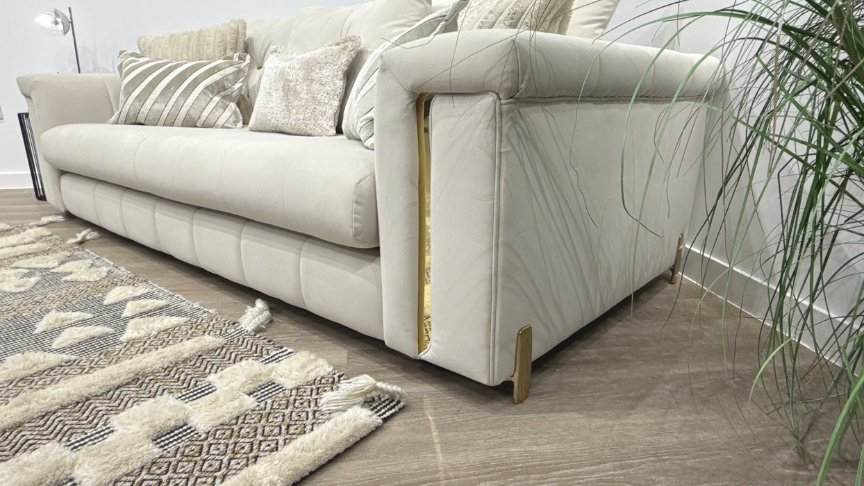 Sofology Oscar 4 Seater Fabric Sofa in Super Matt Velvet Ecru