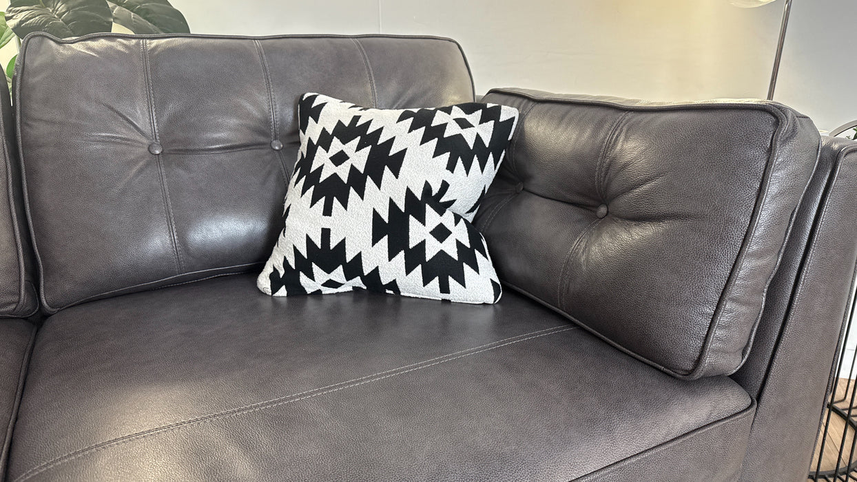 Sofology Cricket Leather 3 Seater in Graphite Mix