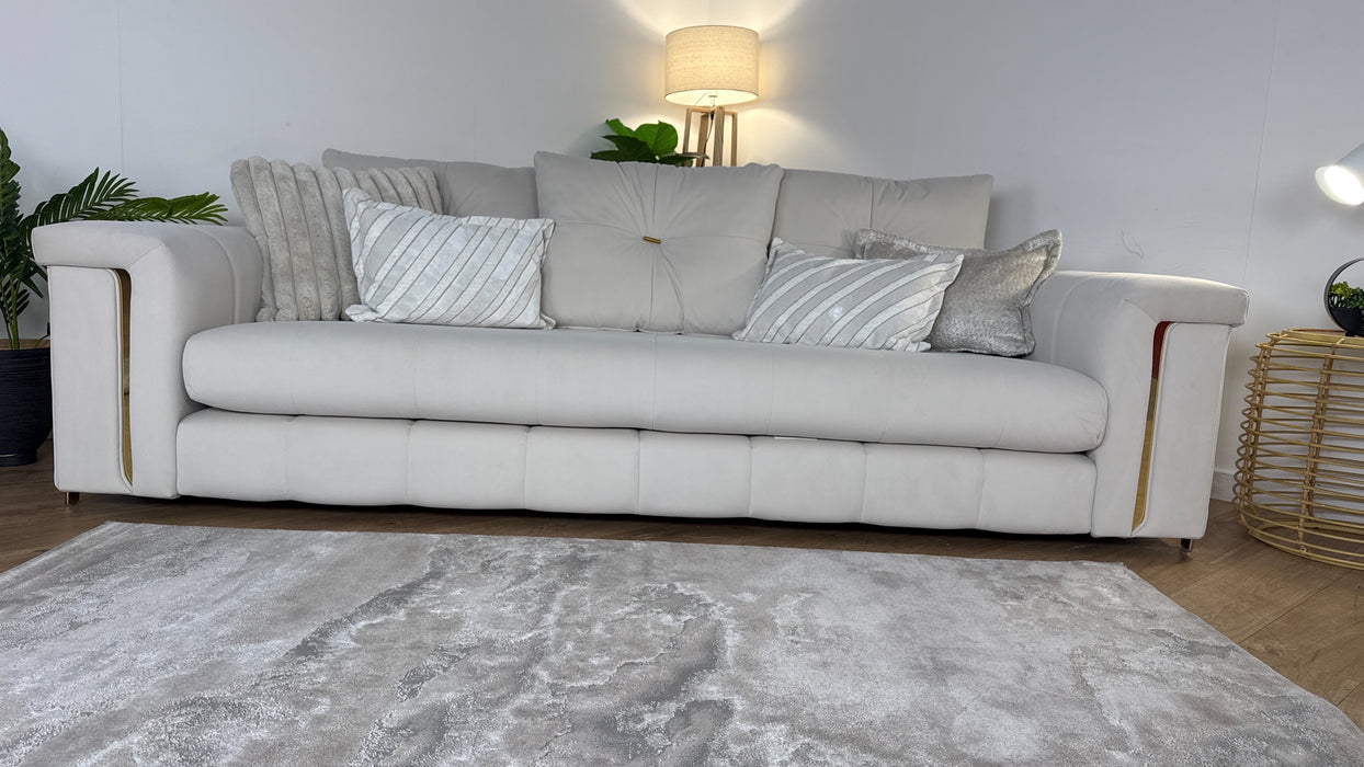 Sofology Oscar Fabric 4 Seater in Matt Velvet Ecru