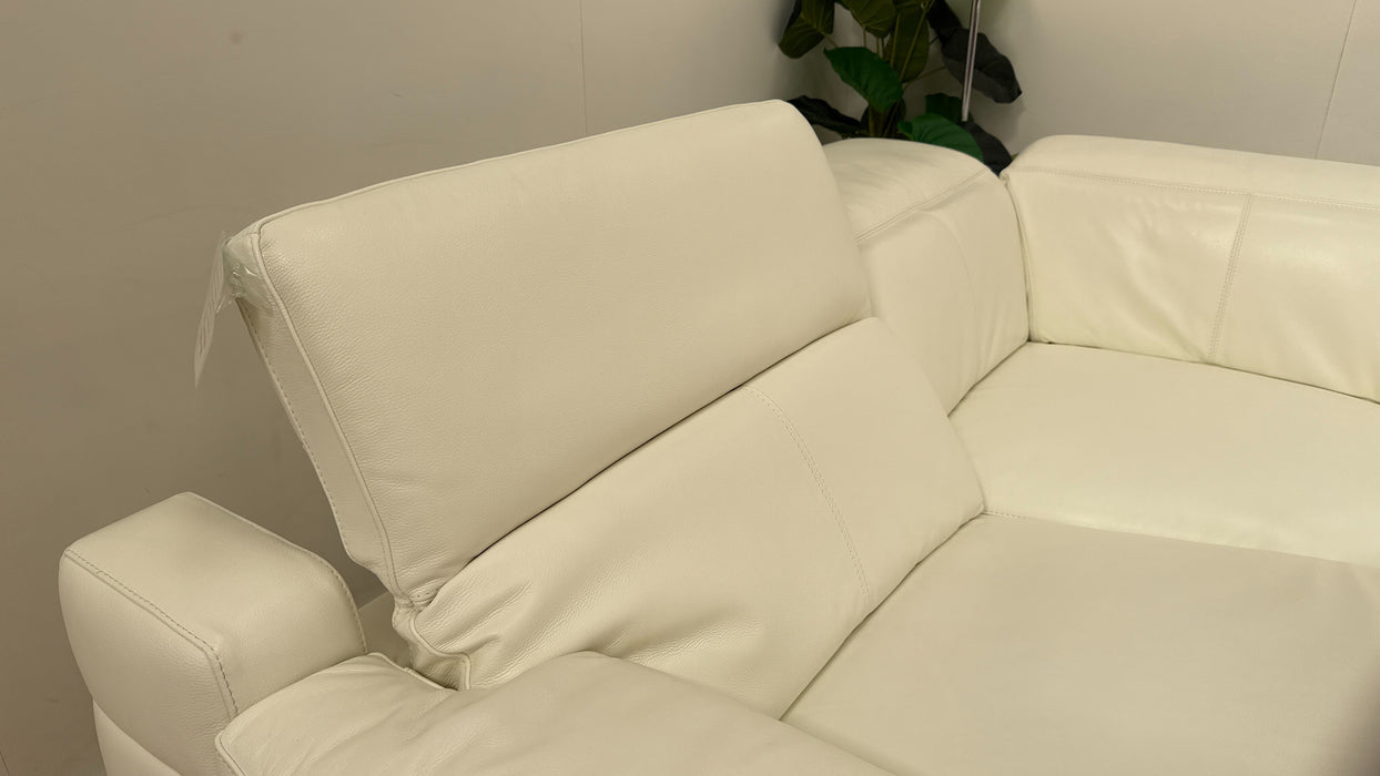 Sofology Laurence Leather 1 Corner 3 Power Recliner/Headrest in Trusty Soft Sheen White