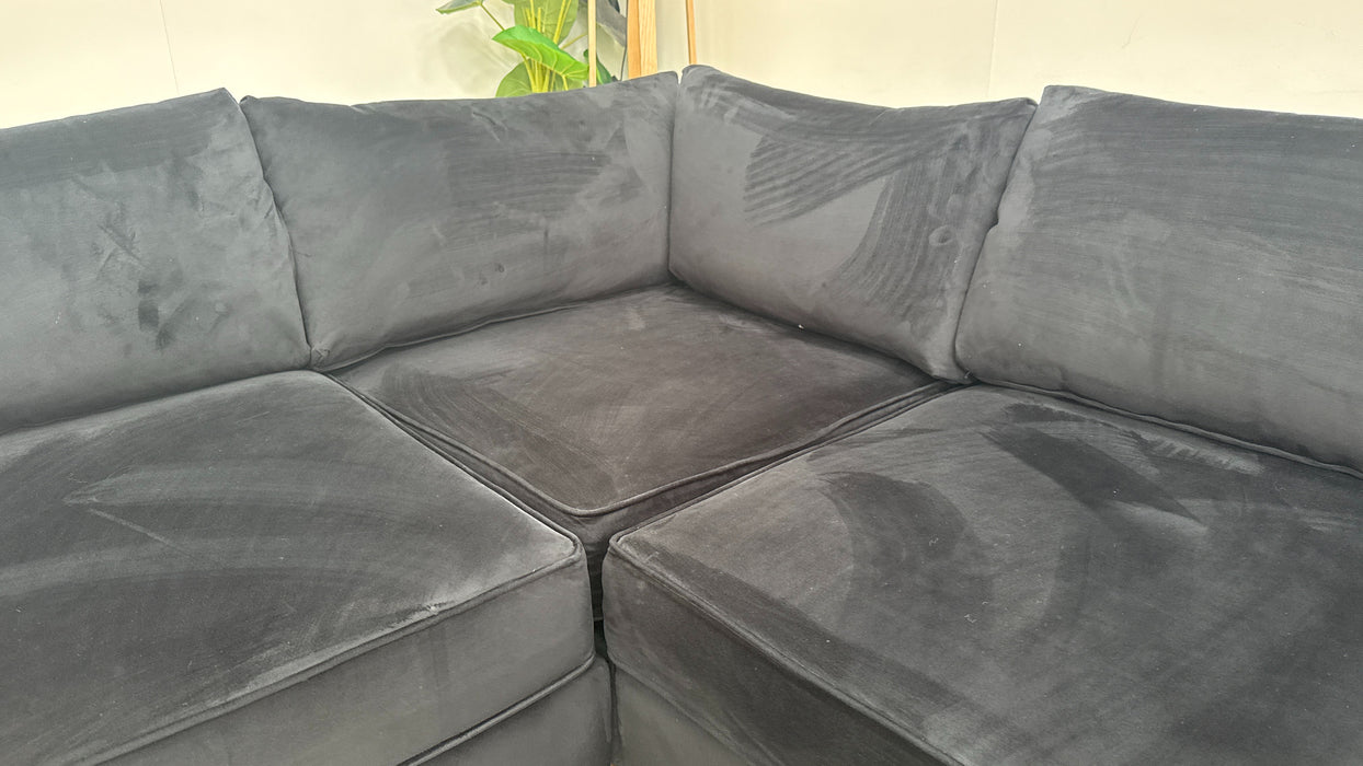 Sofology The Titan 1 Corner 2 Fabric Sofa in Festival Black/Bronze Mix