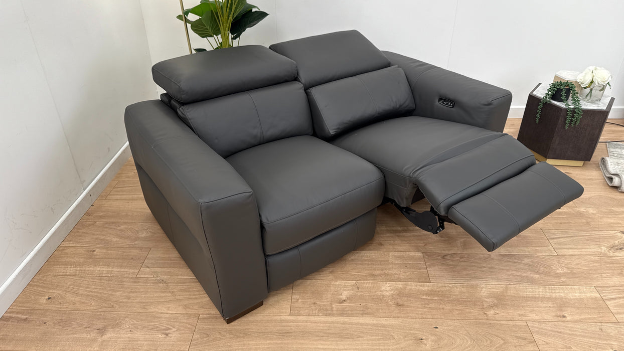 Sofology Metropolitan Leather 2 Seater Power Recliner in Trusty Matt Charcoal
