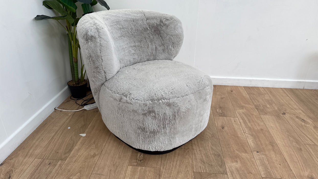 Sofology The Huski Fabric Accent Chair in Super Soft Faux Fur Grey