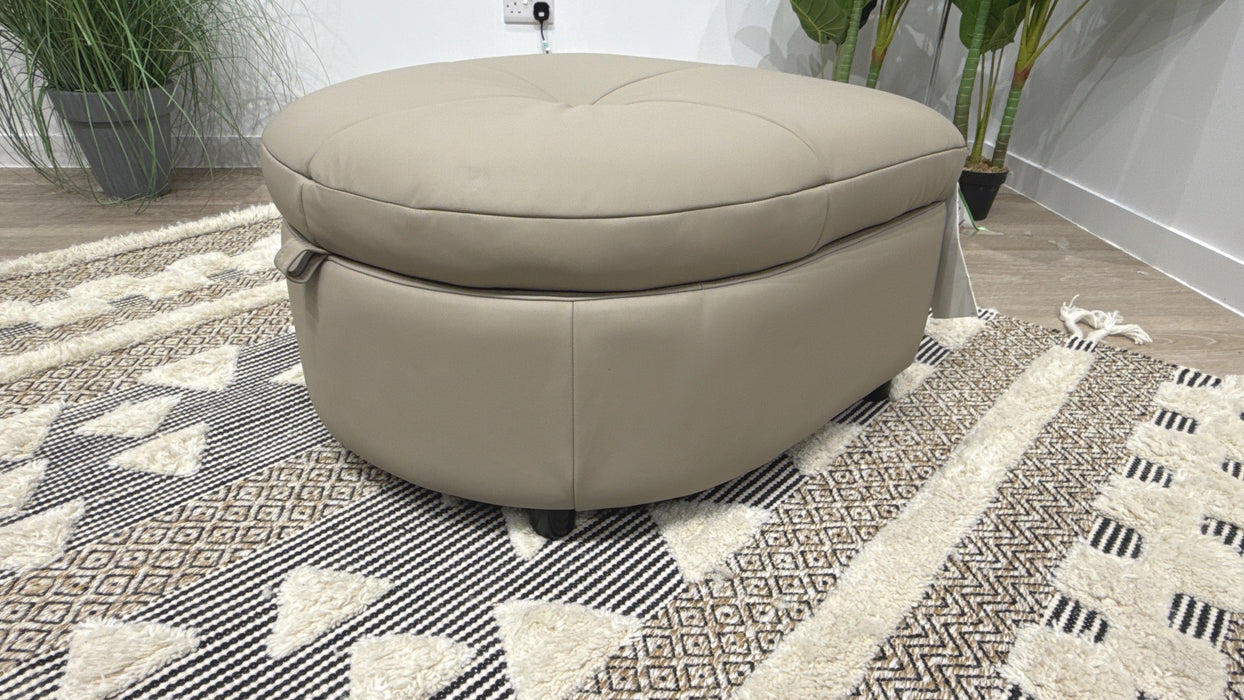 Sofology Riviera Leather Designer Storage Footstool in Trusty Super Matt Putty