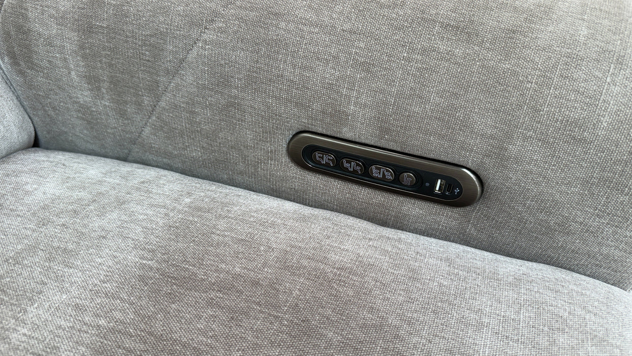 Sofology Allure Fabric 2.5 Seater Screen Console Power Recliner/Headrest Heated Seats Lumbar Support Speakers in Relaxed Chenille Nutmeg