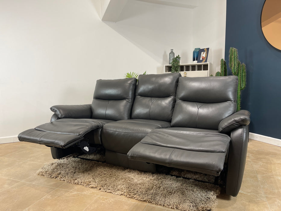 Albion Leather 3 Seater Charcoal - Manual Recliner (WA2)