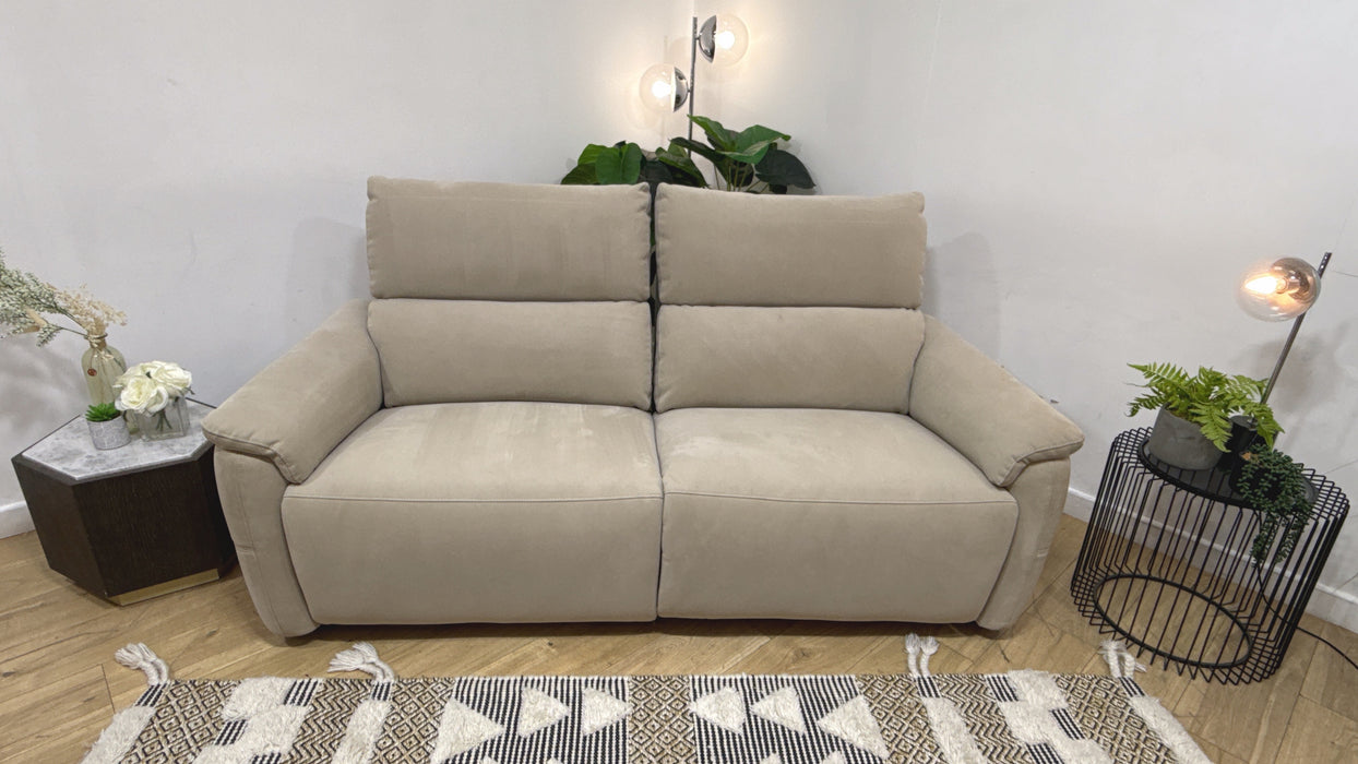 Sofology Ripley Fabric 2.5 Seater Power Recliner/Headrest Heated Seats Lumbar Support in Lifestyle Nubuck Feel Stone