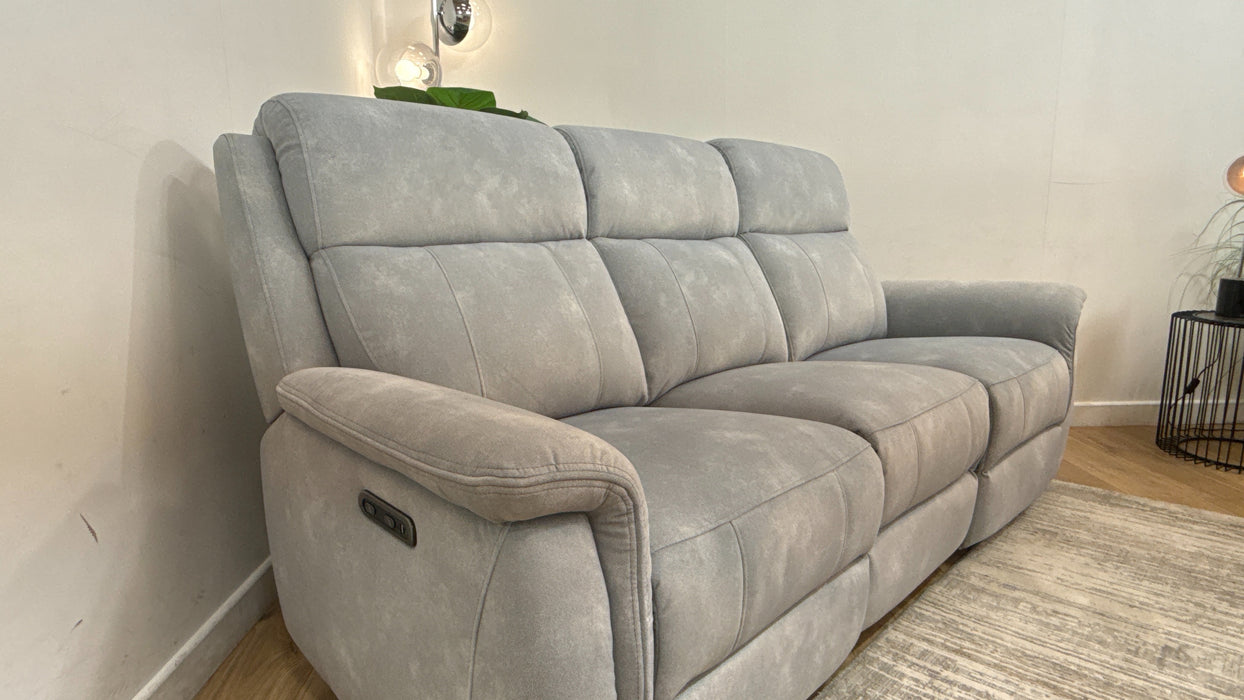 Sofology Bradie Fabric 3 Seater Power Recliner in Lifestyle Flecked Silver