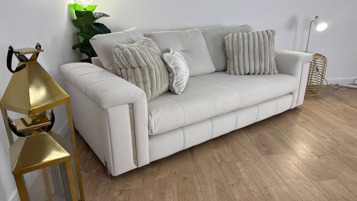 Sofology The Oscar 3 Seater Fabric Sofa in Super Matt Velvet Ecru Mix