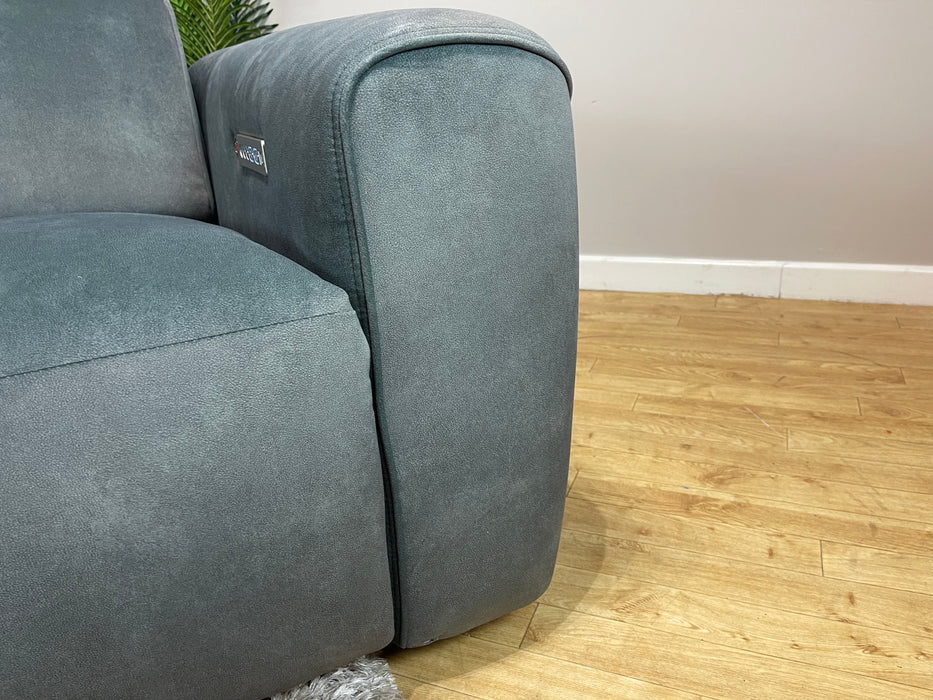 The Riviera Fabric 2.5 Seater - Lifestyle Flecked Mineral Green - Power Headrest Power Recliner Heated Seat (WA2)