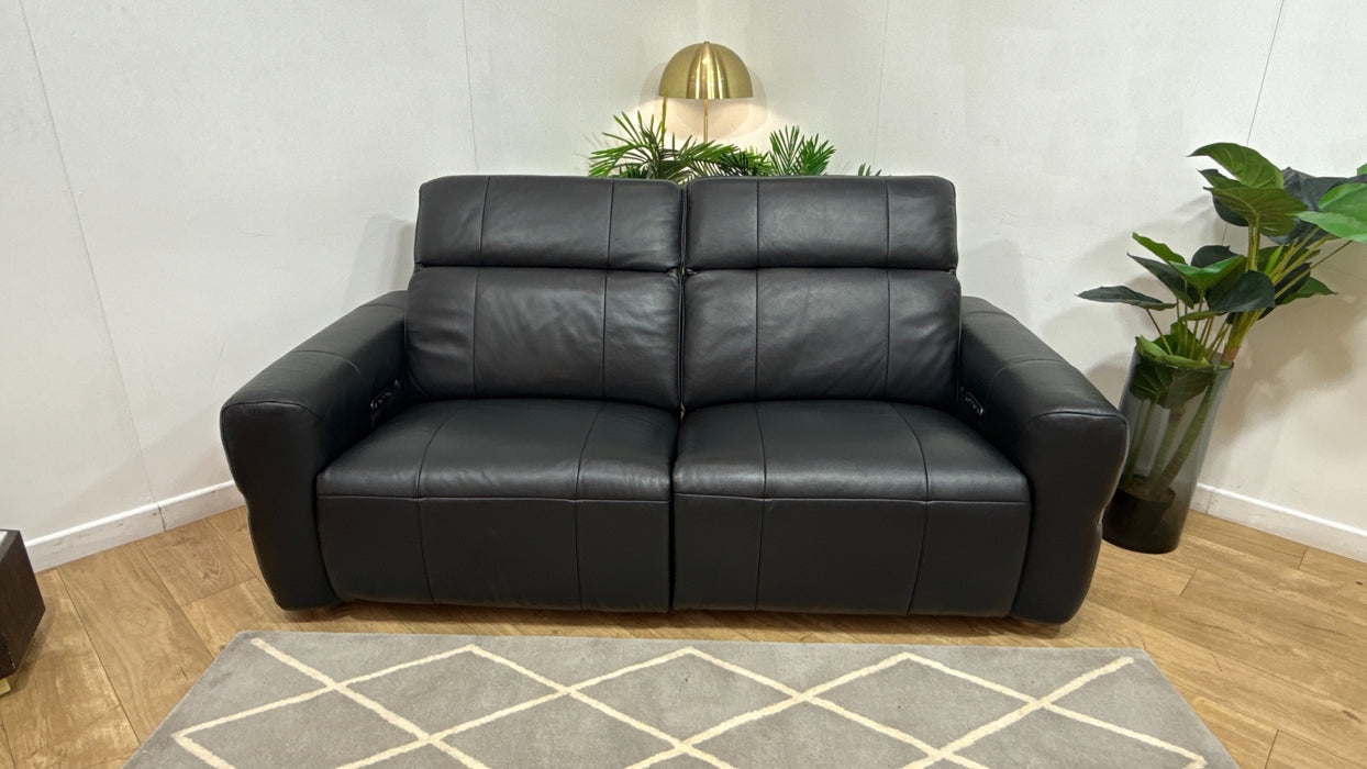 Sofology Lumiere Leather 2.5 Seater Power Recliner/Headrest in Trusty Embossed Jet Black