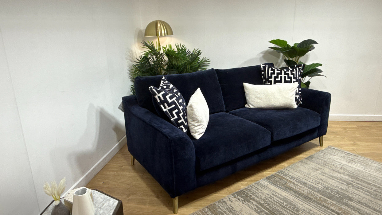 Sofology Mayfair Fabric 3 Seater Foam Seats in Soft Chenille Navy/Navy Mix