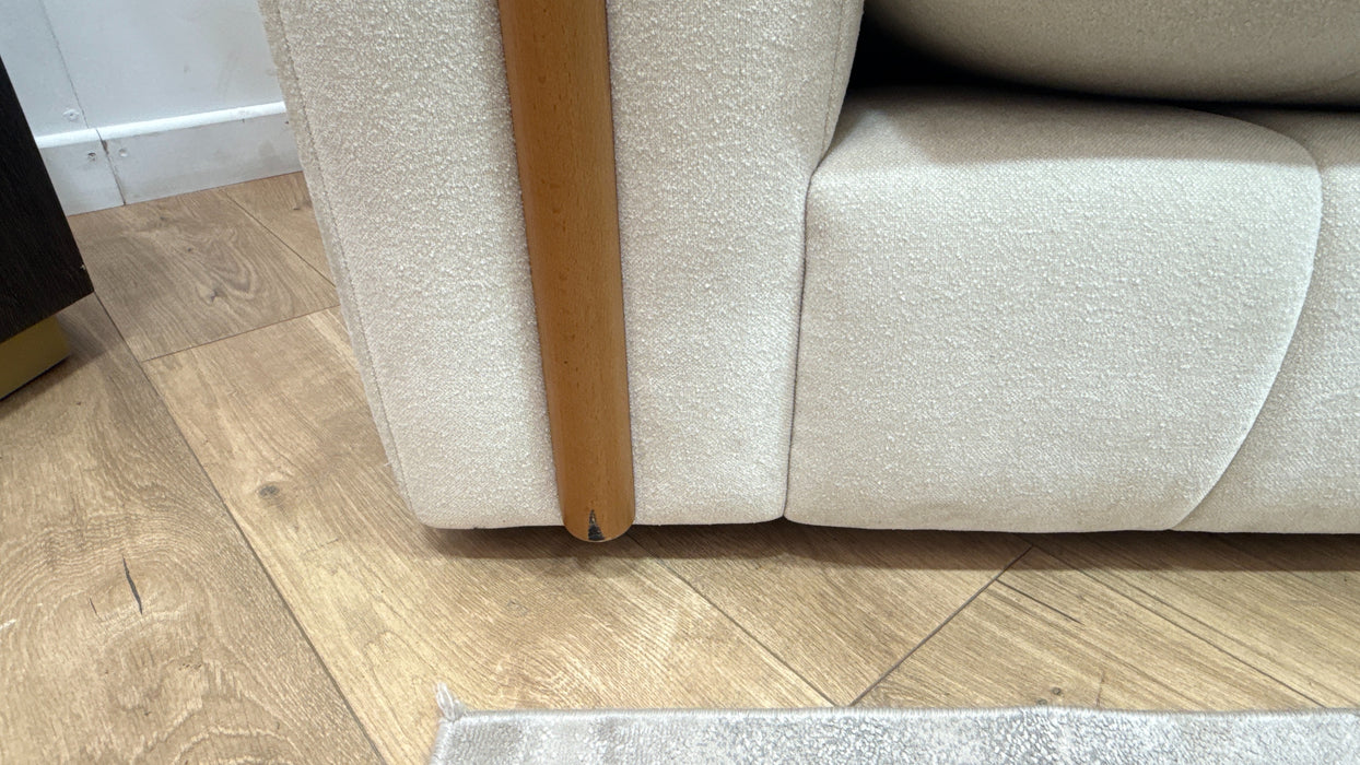 Sofology Soho Fabric 4 Seater Light Wood Trim in Micro Boucle Natural/Natural Mix
