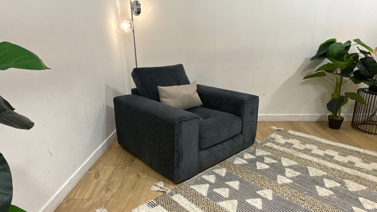 Sofology Ascot Fabric Chair in Texture Chenille Denim Mix