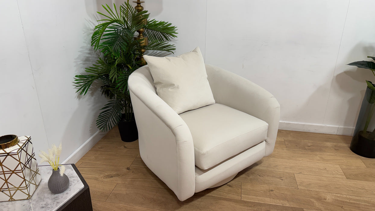 Sofology Oscar Fabric Swivel Chair in Super Matt Velvet Ecru Mix