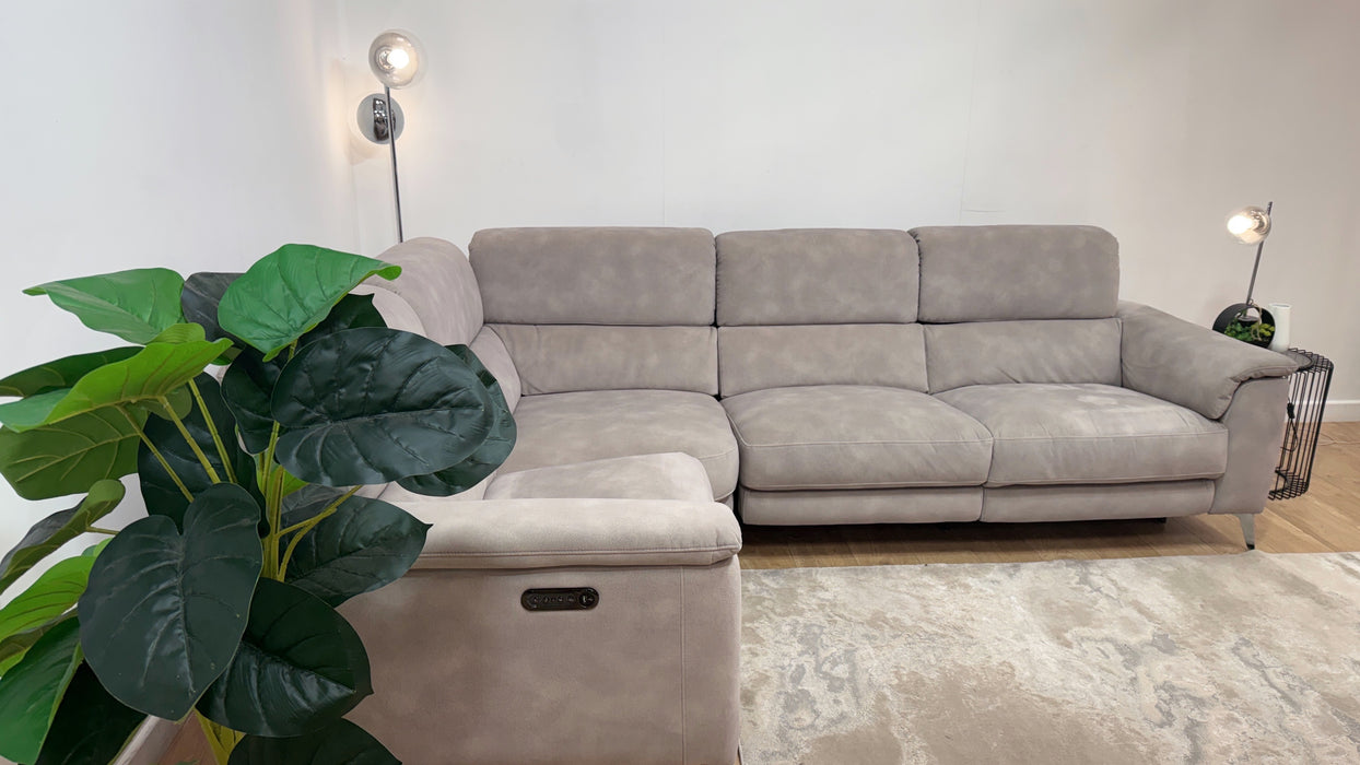 Sofology Illinois Fabric 1 Corner 2 Power Recliner/Headrest x 2 in Lifestyle Mottled Marble