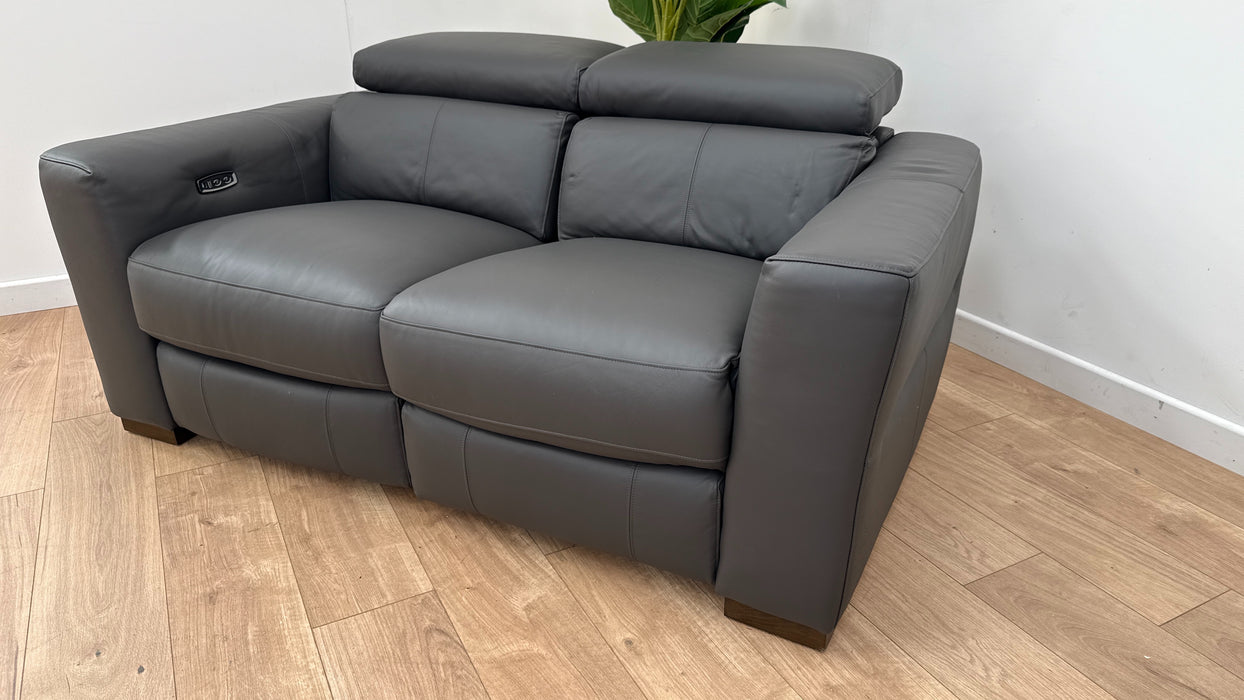 Sofology Metropolitan Leather 2 Seater Power Recliner in Trusty Matt Charcoal