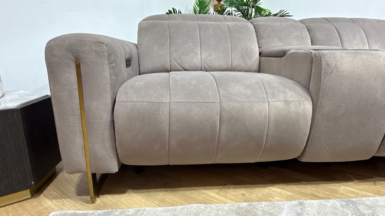 Sofology Paramount Fabric 2.5 Seater Console Power Recliner/Headrest Speakers in Lifestyle Flecked Nutmeg