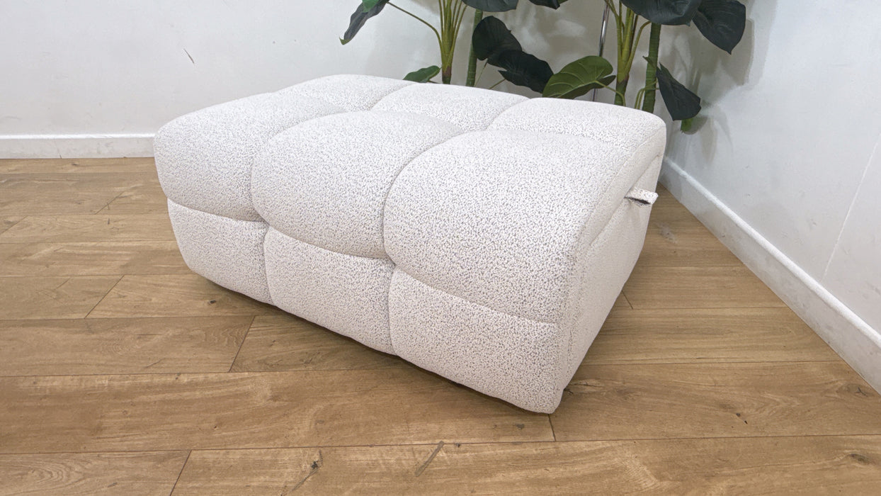 Sofology Lunar Fabric Designer Storage Footstool in Woven Boucle Moonstone