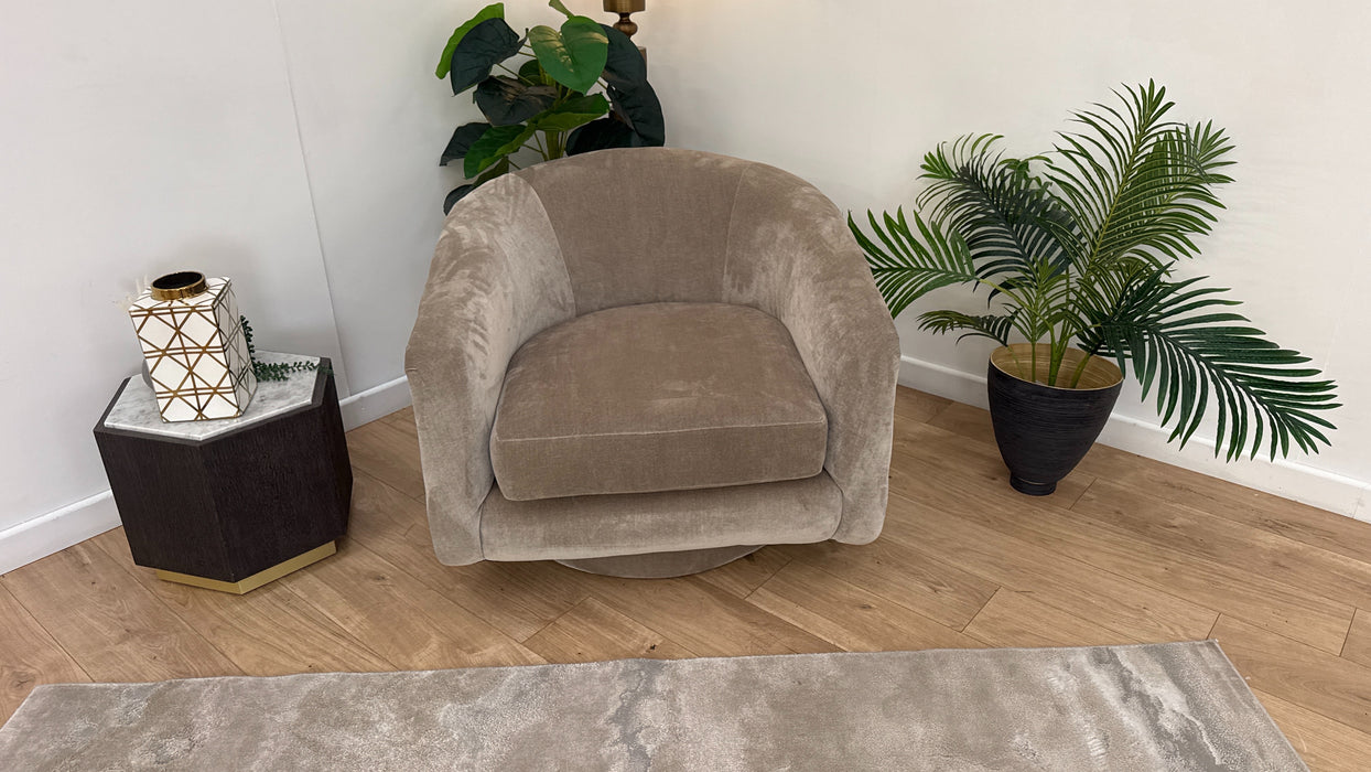 Sofology The Oscar Swivel Chair in Fine Textured Chenille Stone Mix