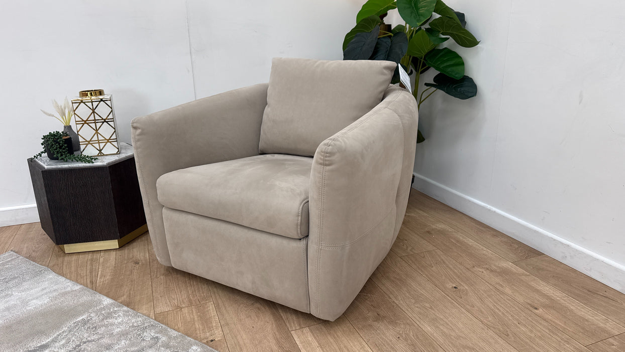 Sofology Marvella Fabric Swivel Chair in Lifestyle Nubuck Feel Stone