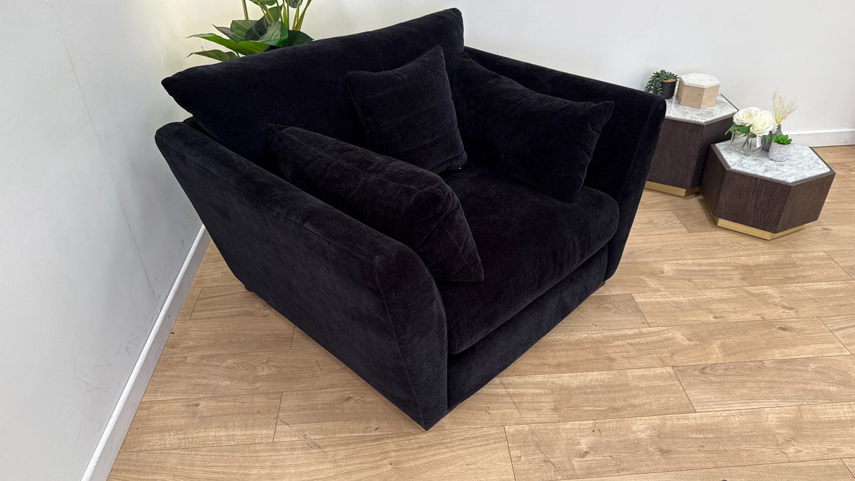 Sofology Calista Fabric Loveseat Full Back in Soft Chenille Ebony