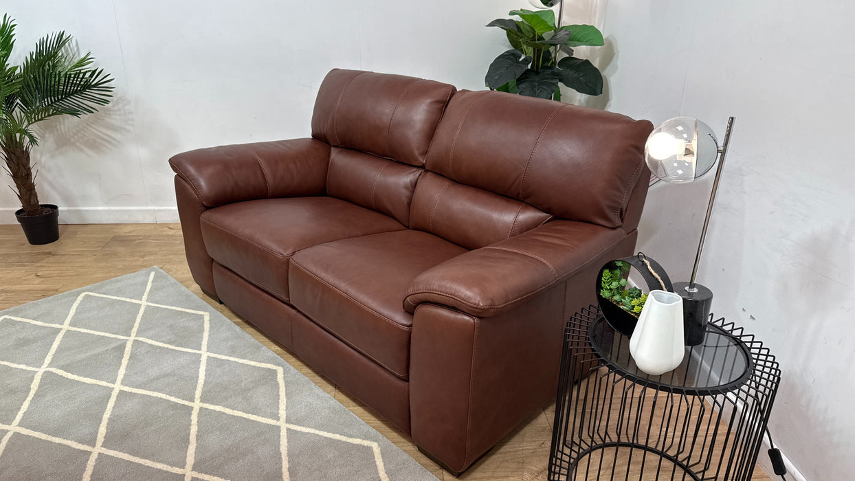 Sofology Santina Leather 3 Seater in Relaxed Soft Brown