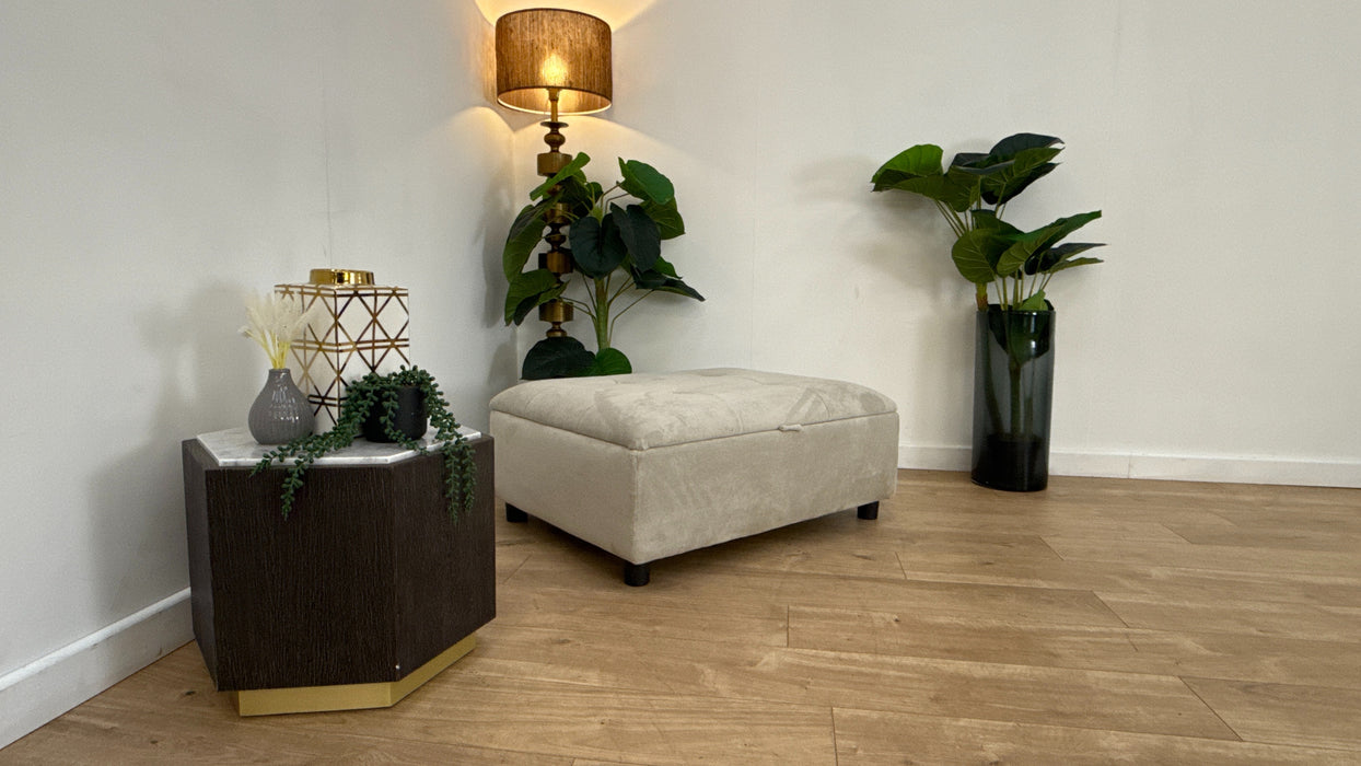 Sofology Ascot Fabric Storage Footstool in Soft Sherpa Stone