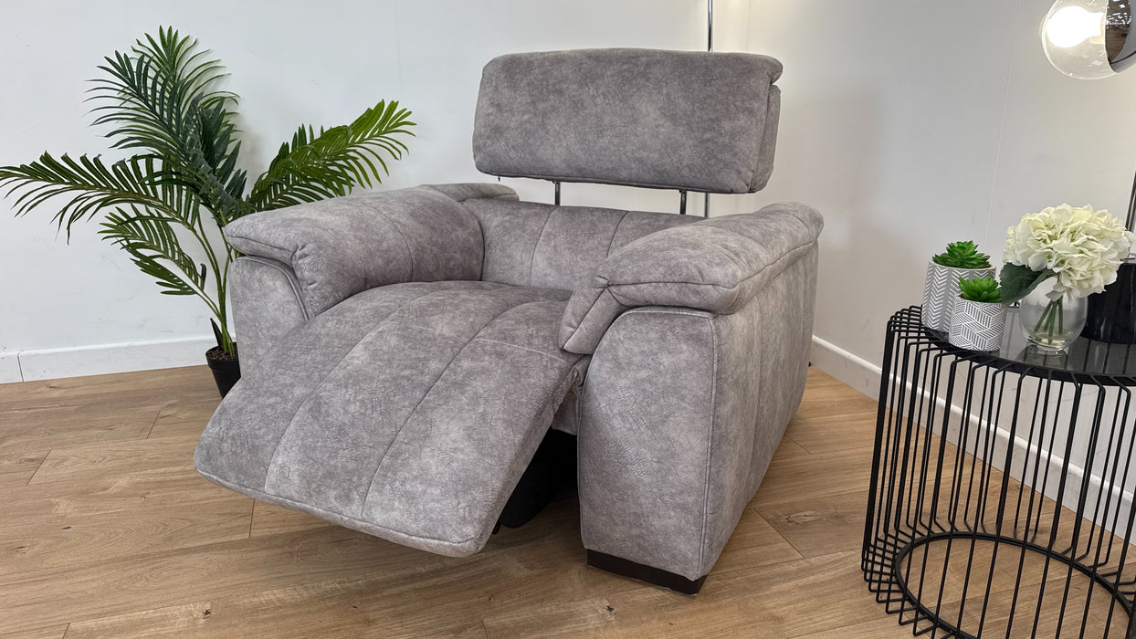 Montebello 1 Seater - Fabric Power Reclining Chair - Grey