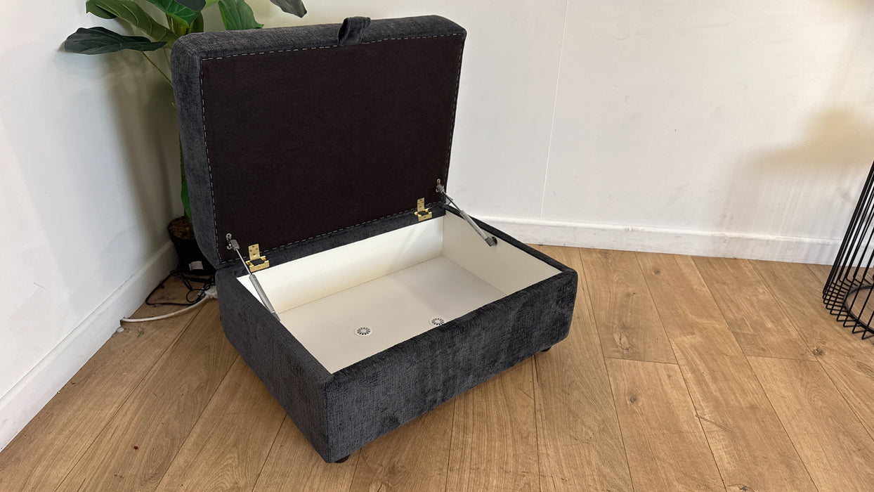 Sofology The Portobello Fabric Foam Storage Footstool in Teddy Chenille Black