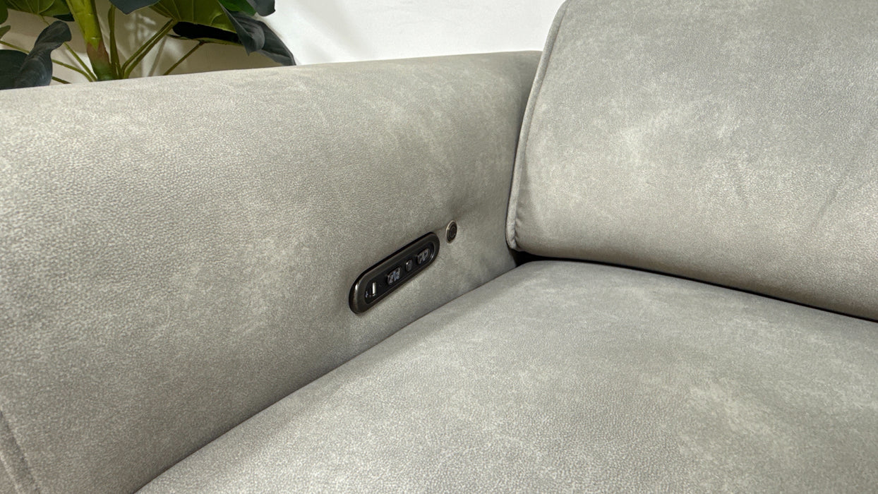 Sofology Premiere Fabric 2.5 Seater Power Recliner/Headrest Heated Seats in Lifestyle Flecked Stone