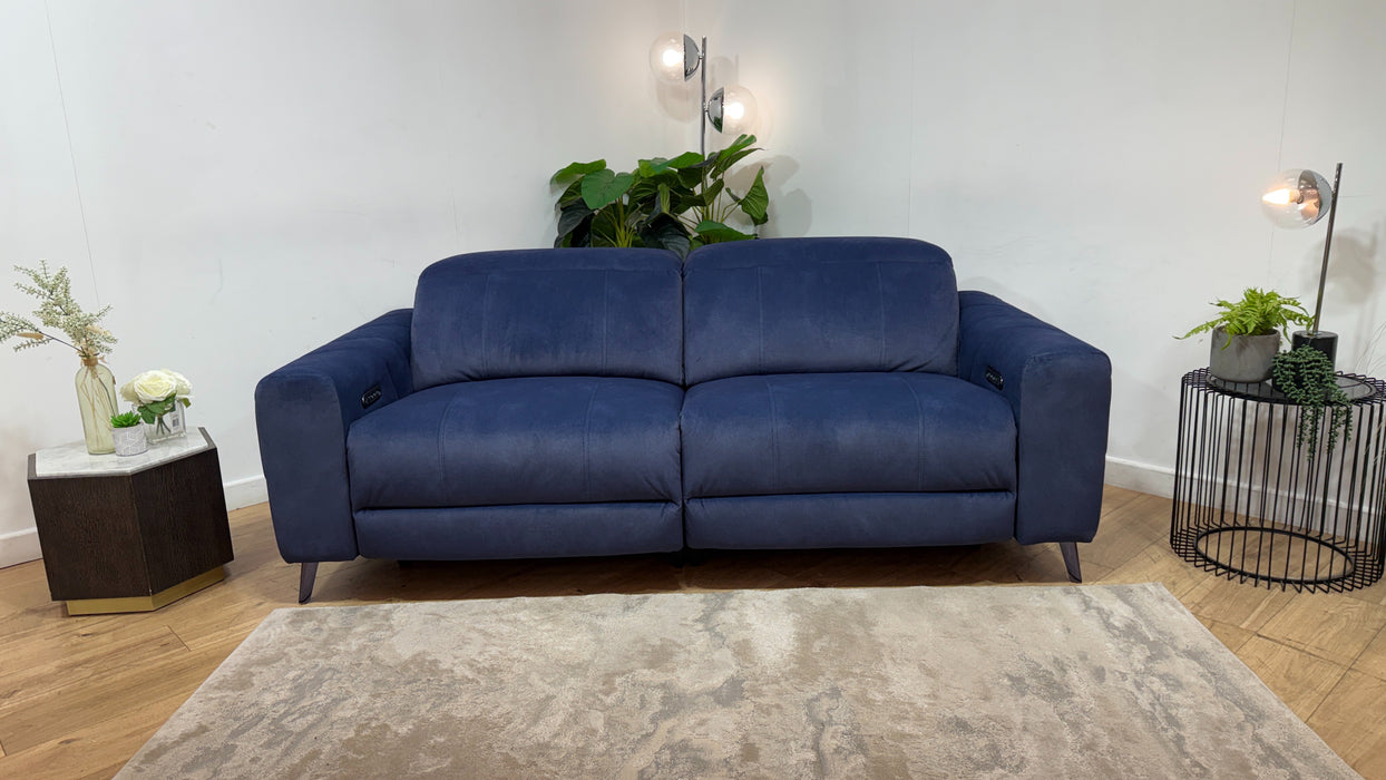 Sofology Allure Fabric 2.5 Seater Power Recliner/Headrest Lumbar Support in Lifestyle Flecked Navy