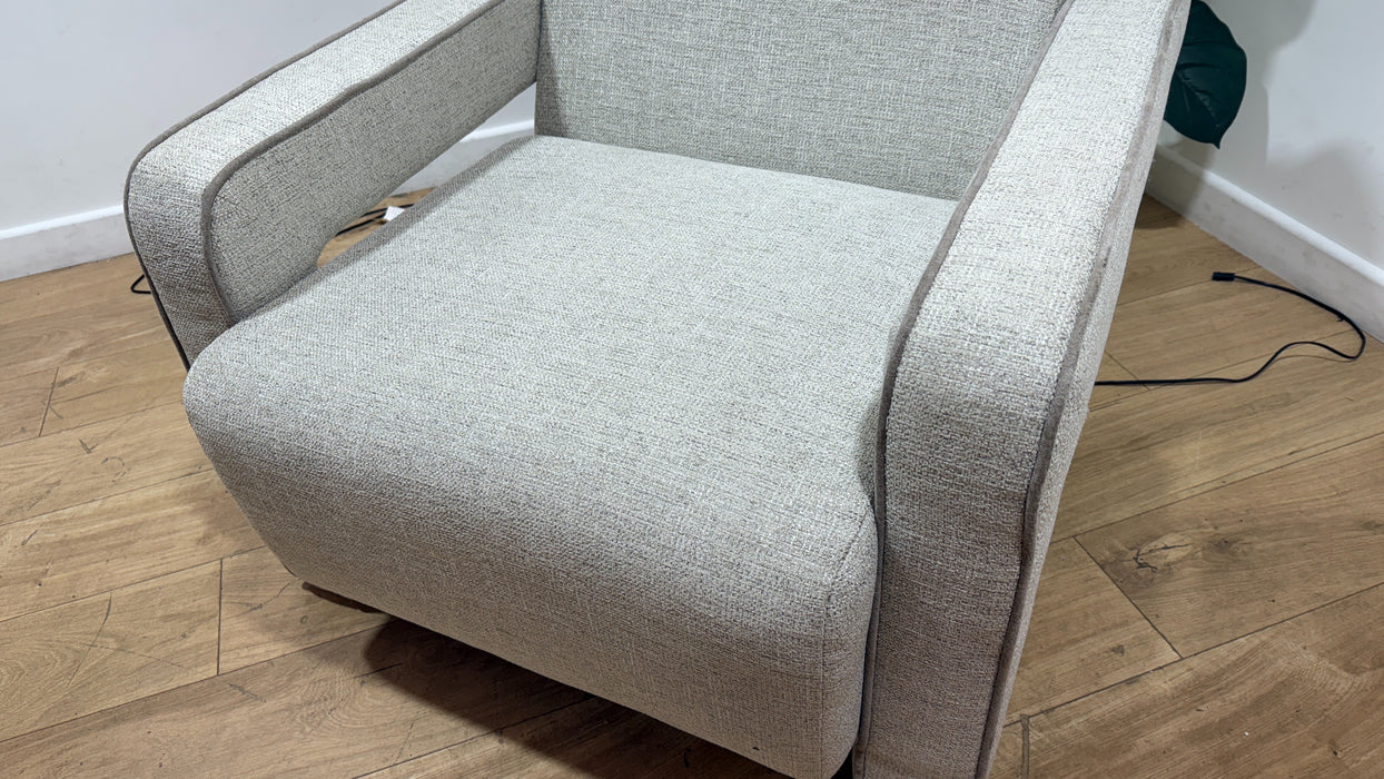 Sofology Russo Fabric Accent Chair in Lustre Weave Contrast Piping Pebble Mix