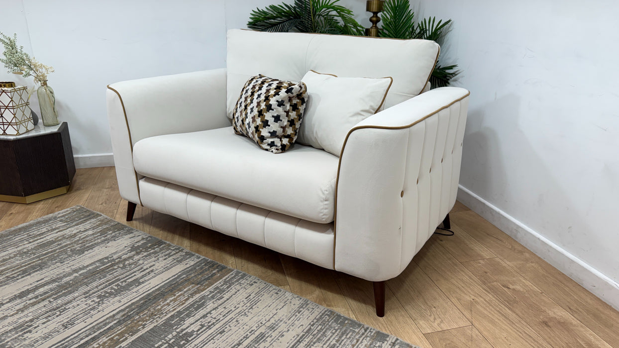 Sofology Remy Fabric Loveseat in Super Matt Velvet Ecru Mix