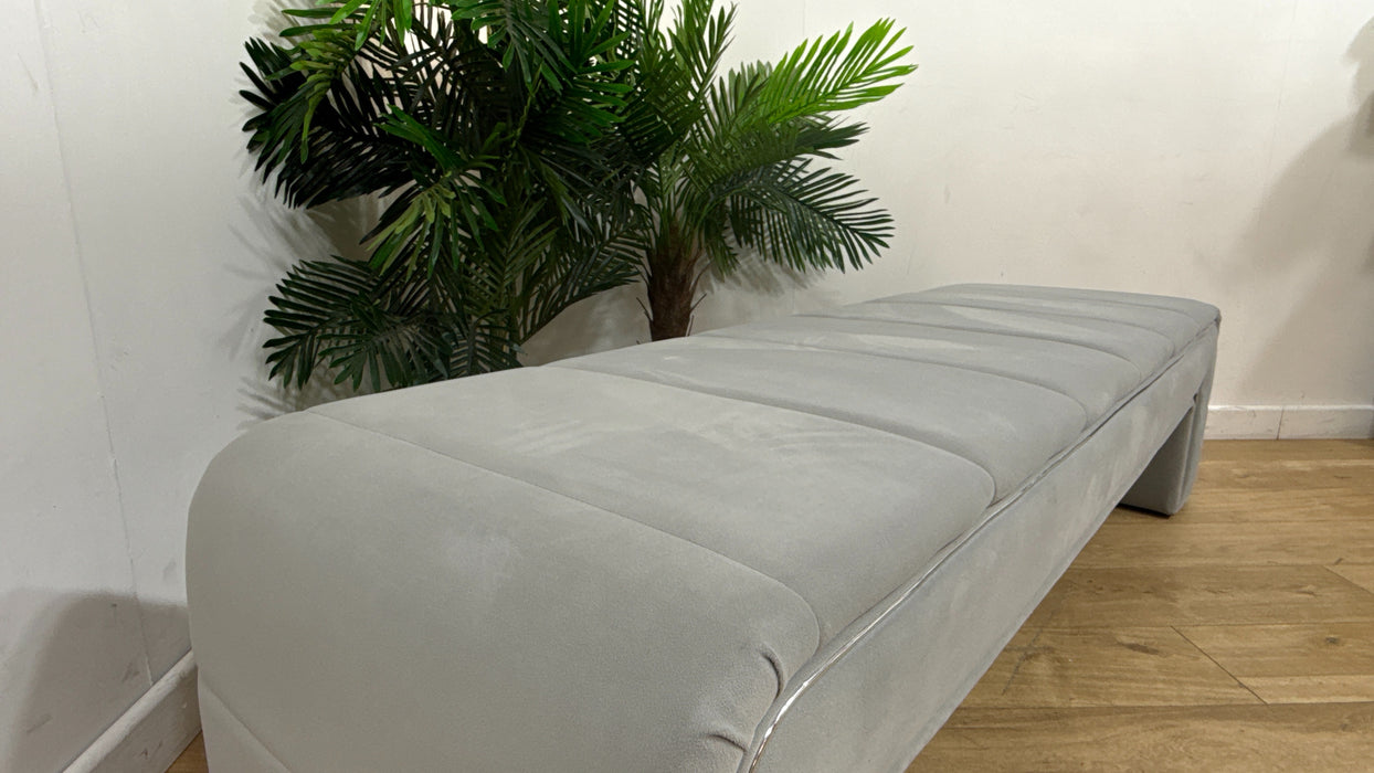 Sofology Oscar Large Bench Fabric Footstool in Matt Velvet Silver All Over