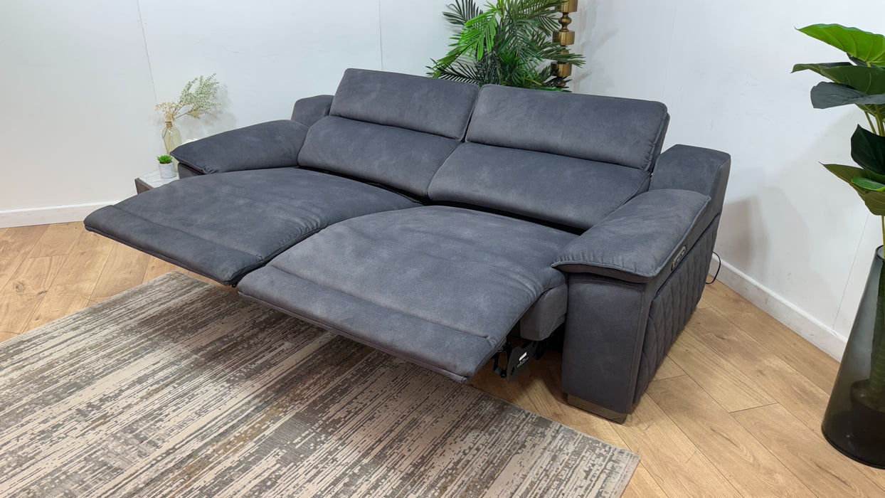 Sofology Benz Fabric 3 Seater Power Recliner/Headrest in Lifestyle Flecked Charcoal