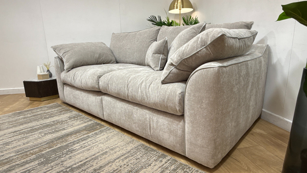 Sofology Georgio Fabric 4 Seater Split Feather Flex Seats in Lifestyle Plush Chenille Stone Mix