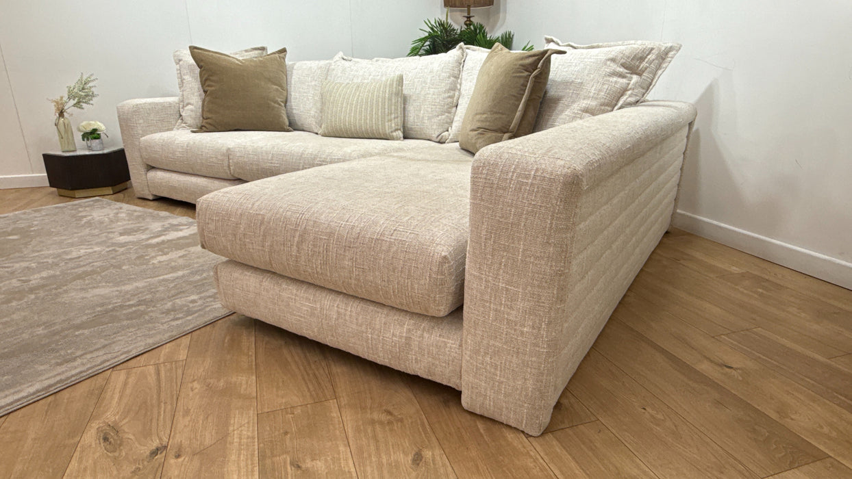 Sofology Cove Fabric Grande Chaise No Panel in Artisan Chenille Ecru Mix