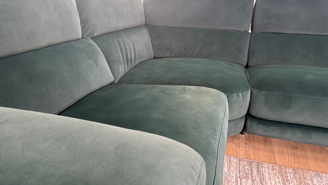 Sofology Illinois Fabric 1 Corner 2 Power Recliner/Heaadrest in Lifestyle Mottled Dark Green