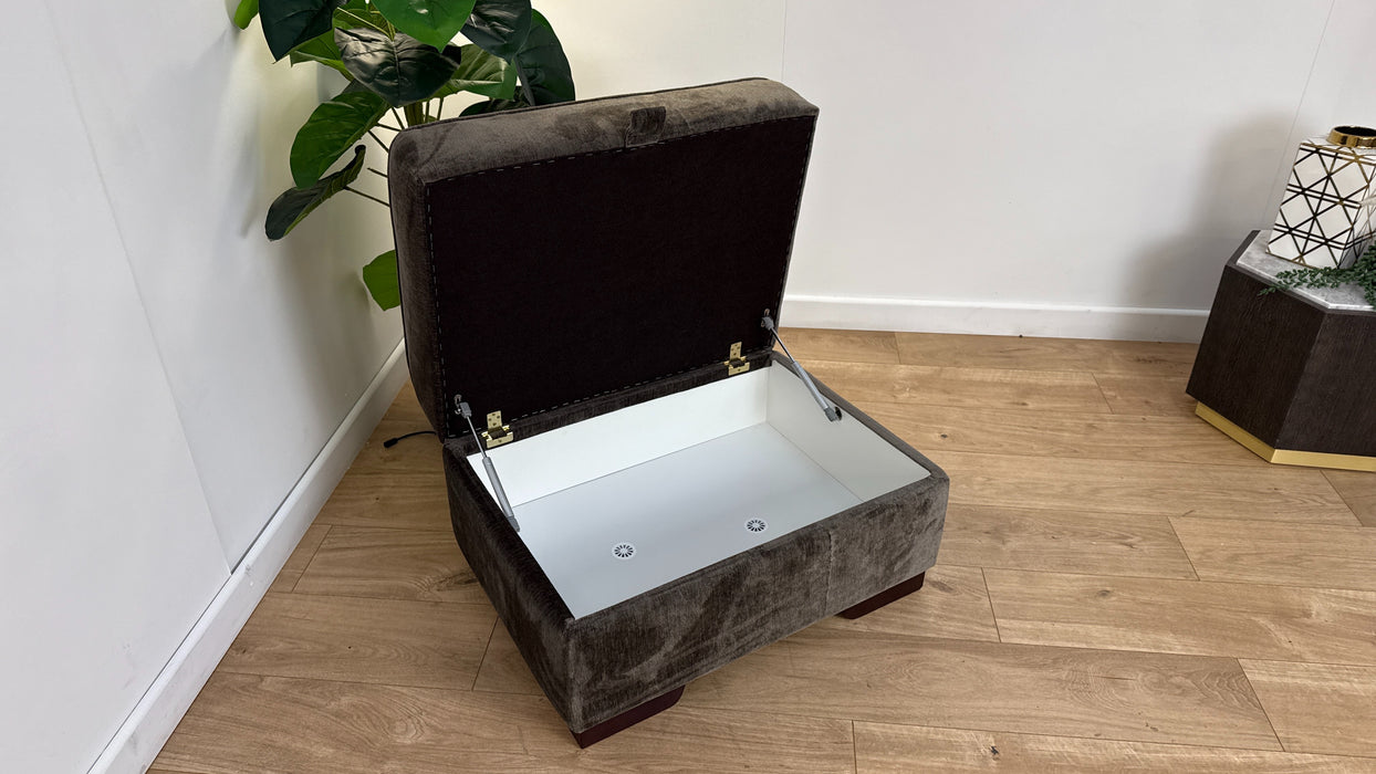 Sofology The Valentina Fabric Storage Footstool in Luxury Deep Pine