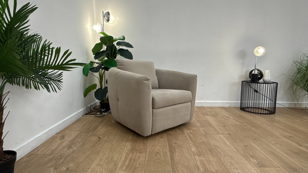 Sofology Marvella Fabric Swivel Chair in Lifestyle Nubuck Feel Stone