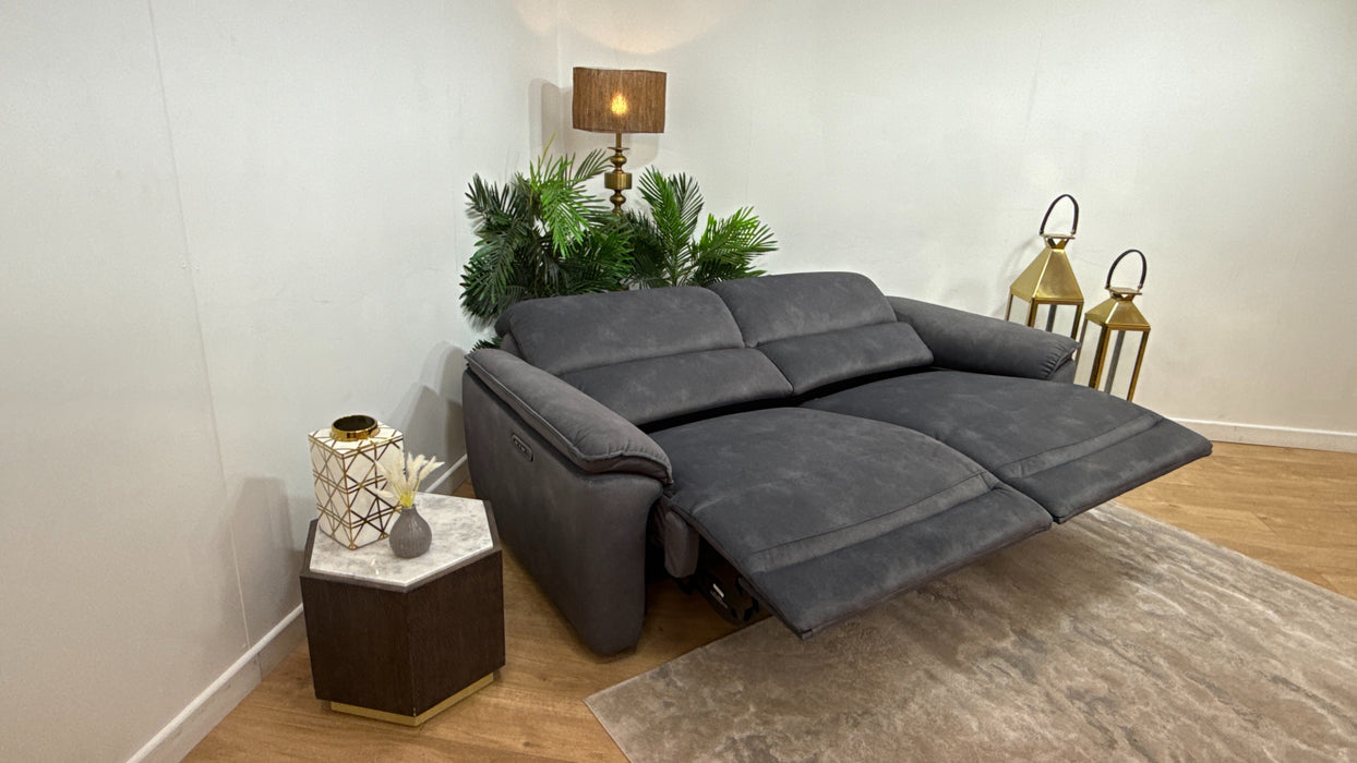Sofology Hugo Fabric 2.5 Seater Power Recliner/Headrest in Lifestyle Flecked Charcoal