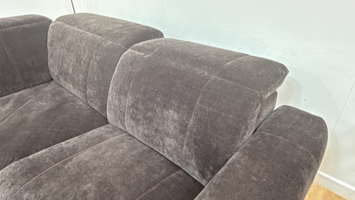 Sofology Lumiere Fabric 3 Corner 1.5 Power Recliner/Headrest Heated Seats in Relaxed Chenille Raisin