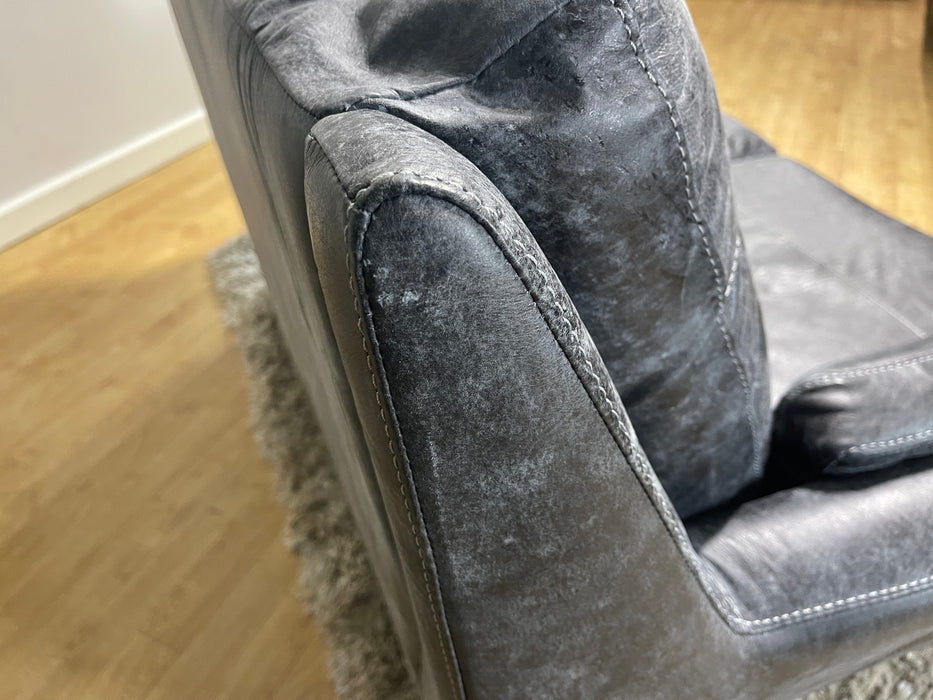 Fellini 2 Seat Leather Sofa - Texas Grey (WA2)