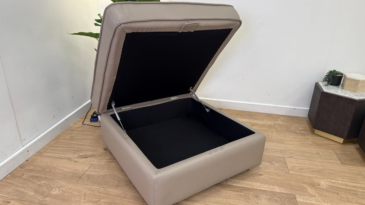 Sofology Horizon Designer Storage Leather Footstool In Trusty Embossed Leather Stone