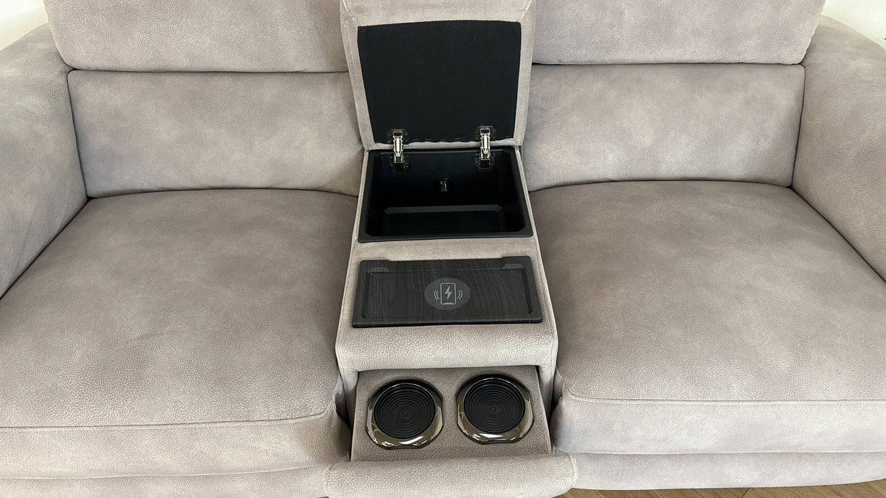 Sofology Illinois Fabric 2 Seater Console Power Recliner/Headrest in Lifestyle Mottled Marble