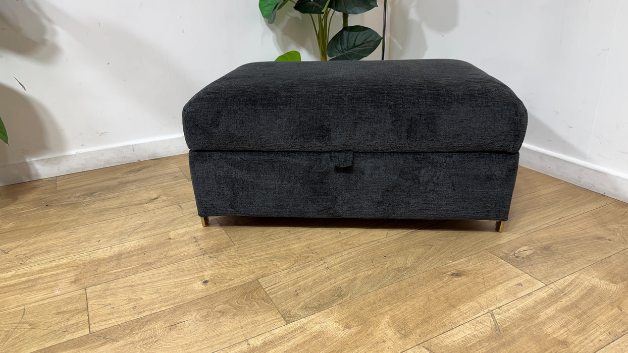 Sofology Westwood Fabric Storage Footstool in Teddy Chenille Black