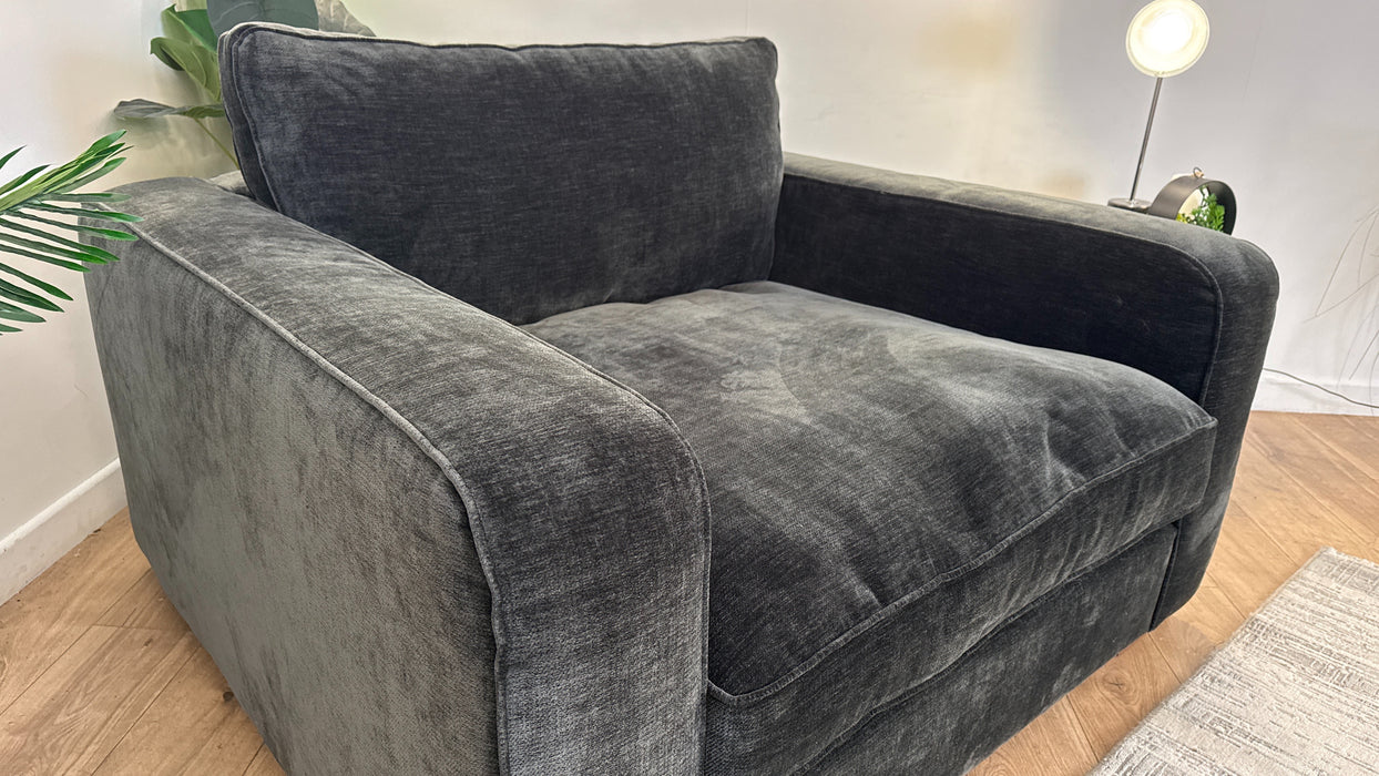 Sofology Cavalli Fabric Loveseat in Deluxe Chenille Slate Mix